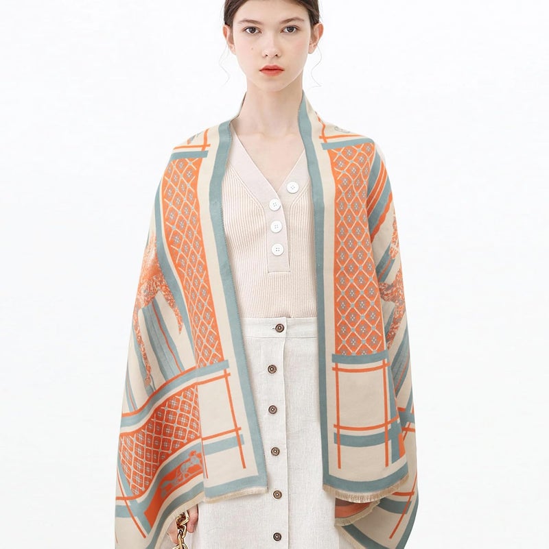 EXTREE Scarfs for Women Pashmina Silky Shawl Wrap for Evening Dressing Blanket Open Front Poncho Cape - Image 3